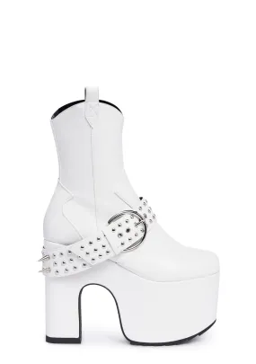 Howdy Platform Boots - White
