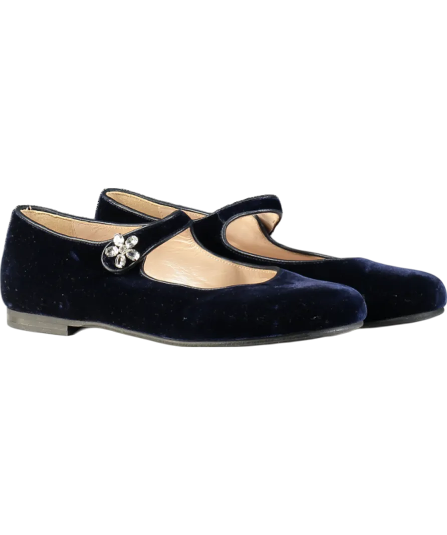 Il Gufo Blue Embellished Velvet Ballet Flats UK 3.5 EU 36 👼