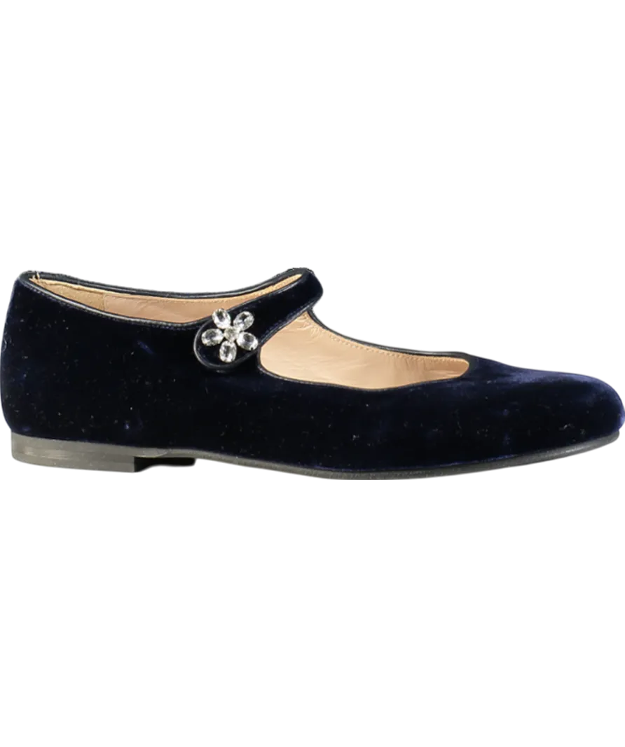 Il Gufo Blue Embellished Velvet Ballet Flats UK 3.5 EU 36 👼