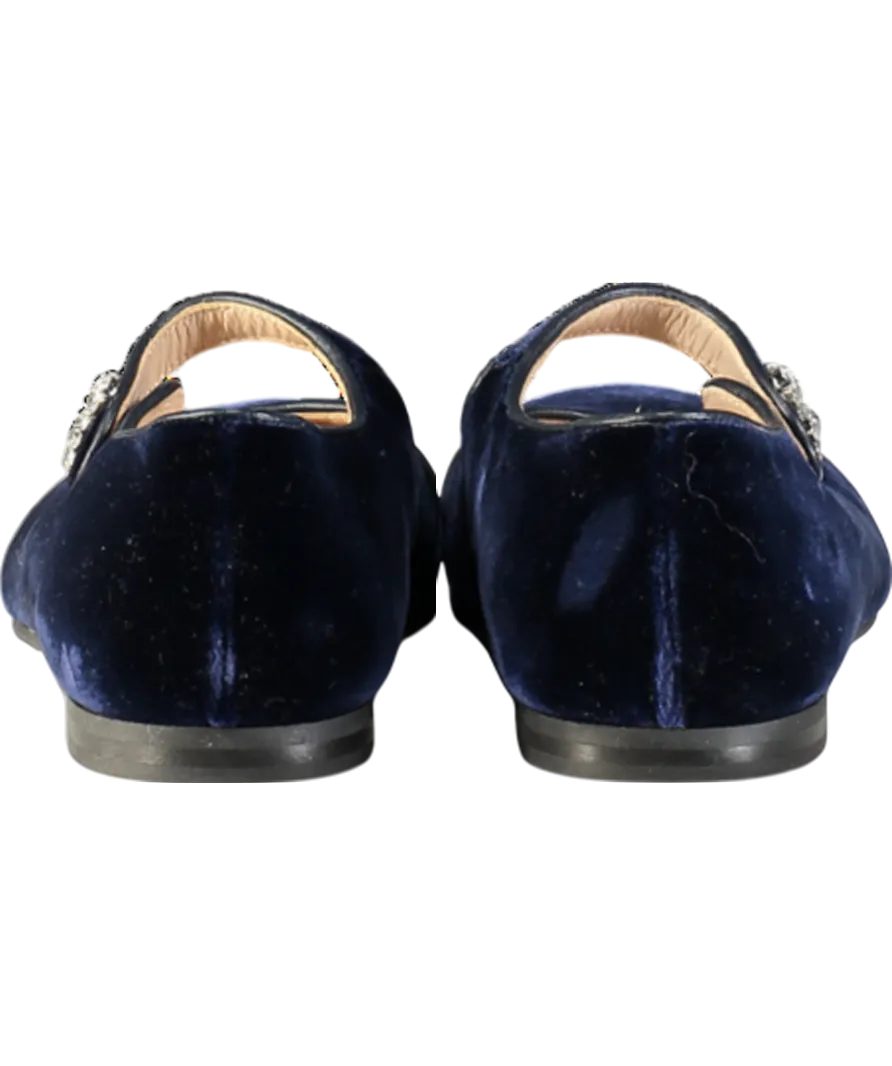 Il Gufo Blue Embellished Velvet Ballet Flats UK 3.5 EU 36 👼