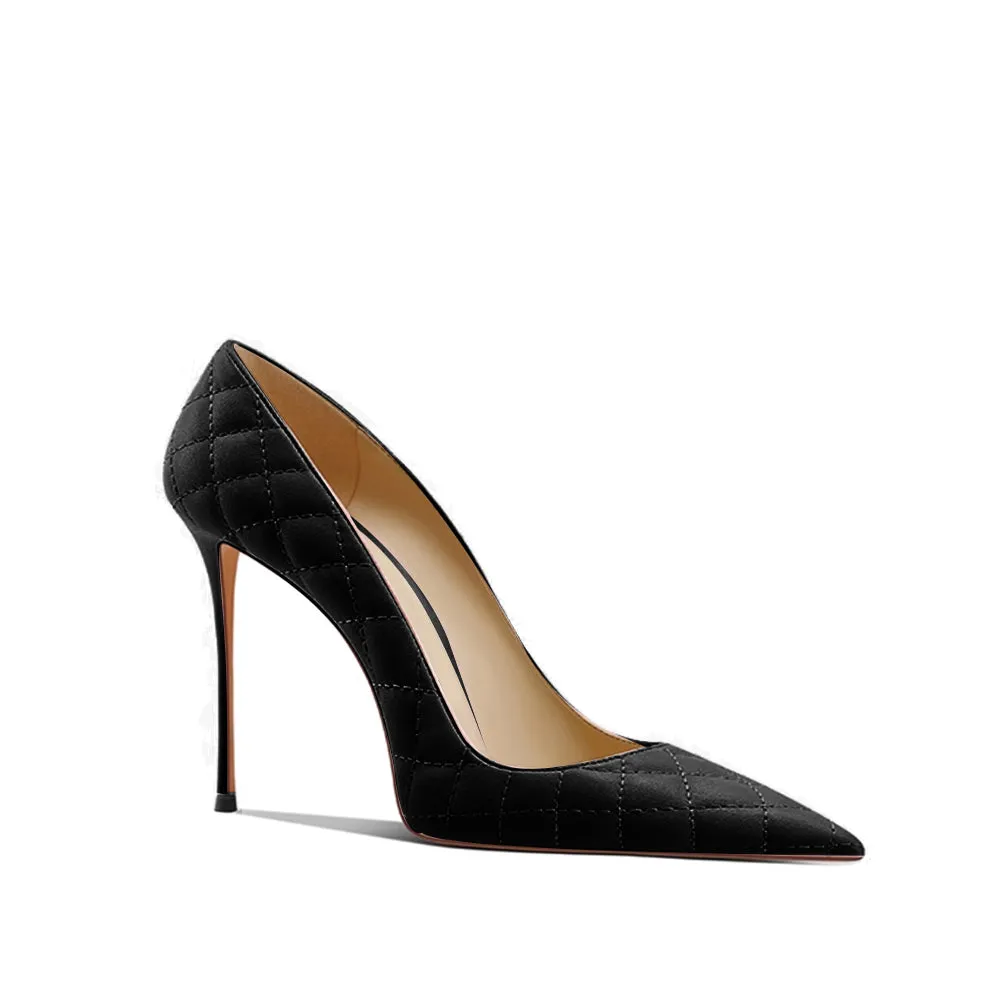 KIAZA Quilted Mid Heel Pumps - 8cm