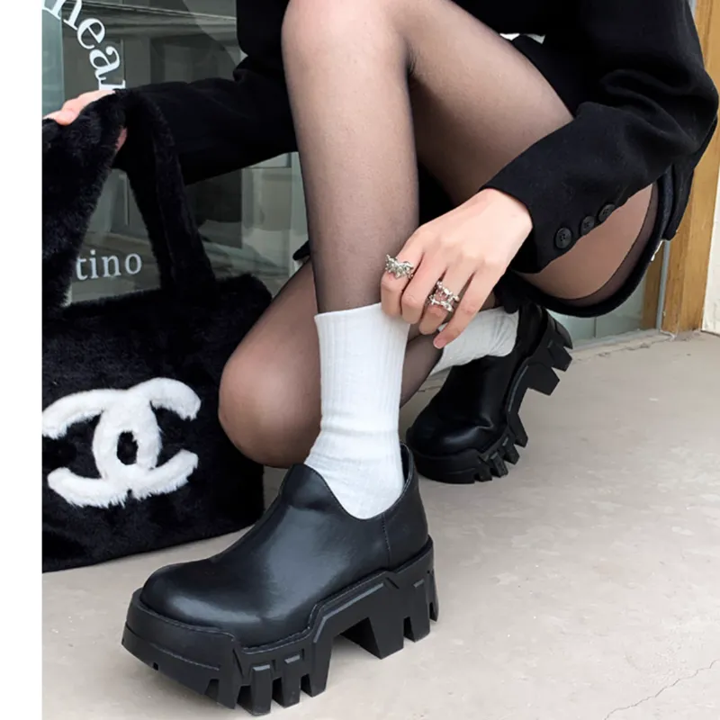 KUSEV Leather Platform Oxfords