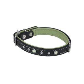 Leather Circle T Dog Collar with Jewels -30cm