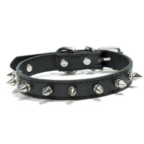 Leather Spiked Dog & Cat Collar - Stylish Studded Neck Strap for Pets