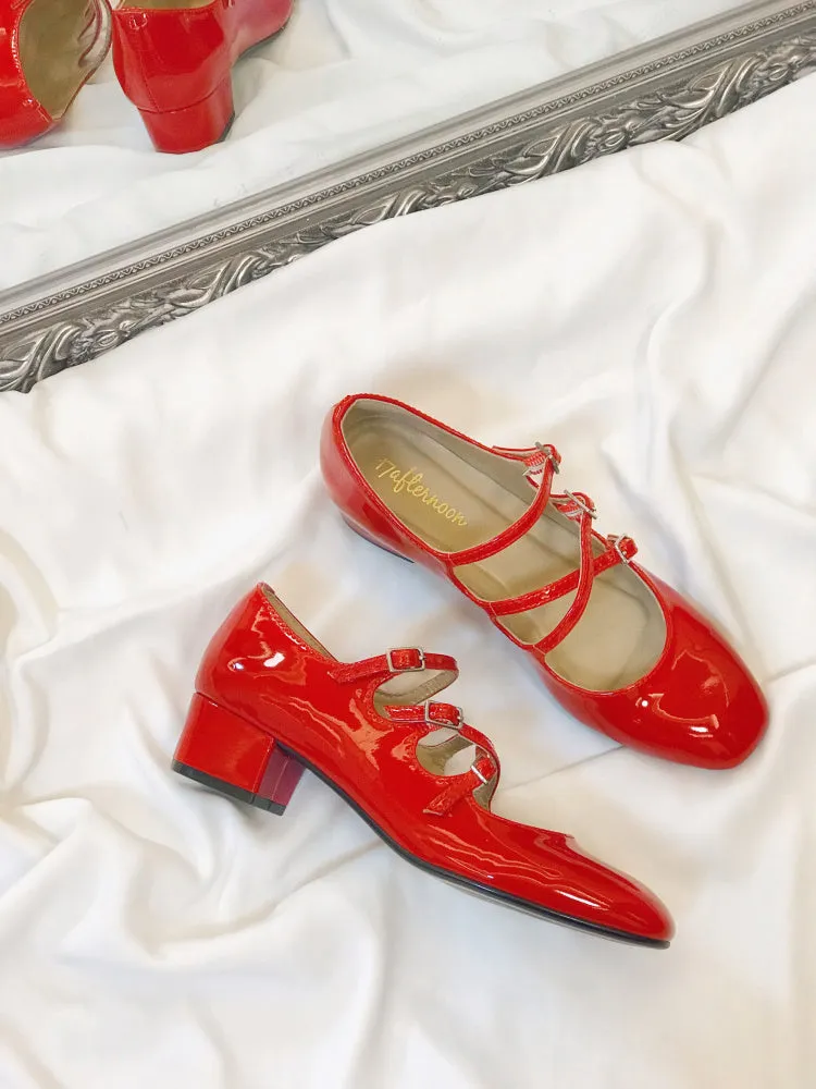 LUXE SEVEN DESIGN WIDE FIT MARY JANE BLOCK HEELS