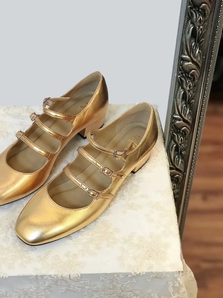 LUXE SEVEN DESIGN WIDE FIT MARY JANE BLOCK HEELS