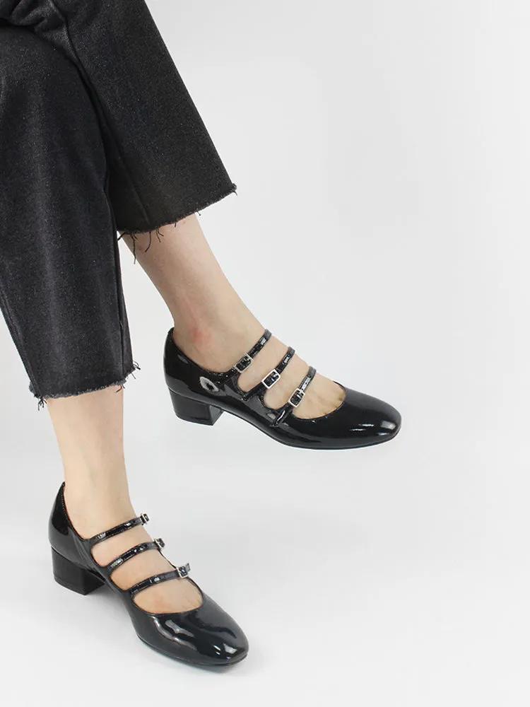 LUXE SEVEN DESIGN WIDE FIT MARY JANE BLOCK HEELS