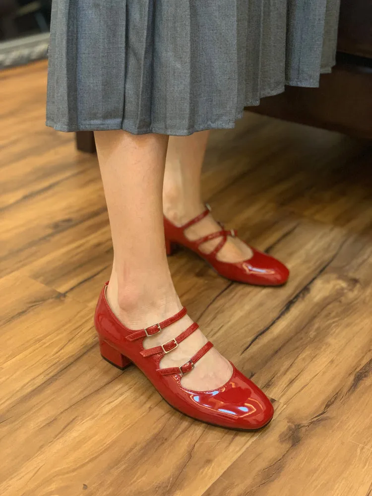 LUXE SEVEN DESIGN WIDE FIT MARY JANE BLOCK HEELS
