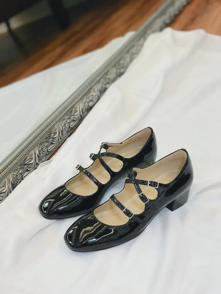 LUXE SEVEN DESIGN WIDE FIT MARY JANE BLOCK HEELS