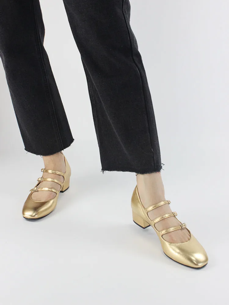 LUXE SEVEN DESIGN WIDE FIT MARY JANE BLOCK HEELS