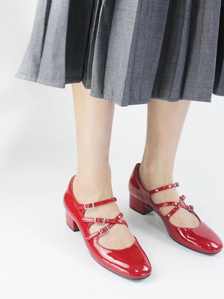 LUXE SEVEN DESIGN WIDE FIT MARY JANE BLOCK HEELS