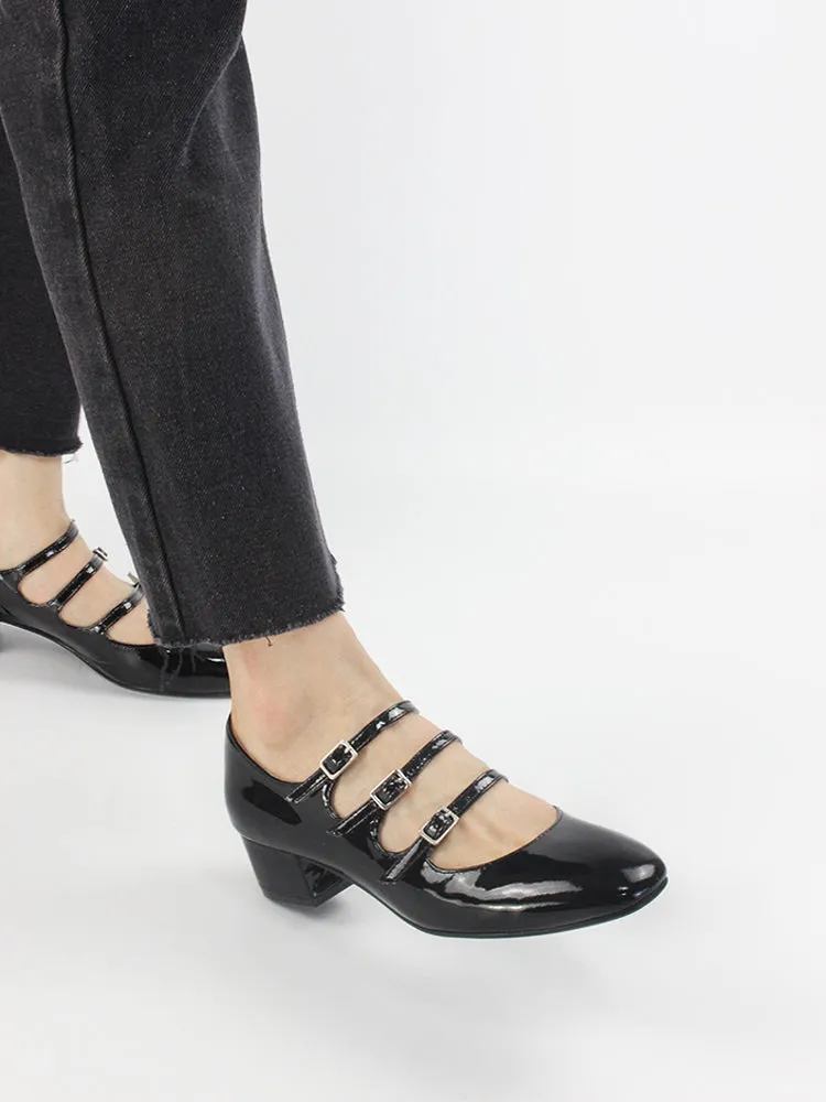 LUXE SEVEN DESIGN WIDE FIT MARY JANE BLOCK HEELS
