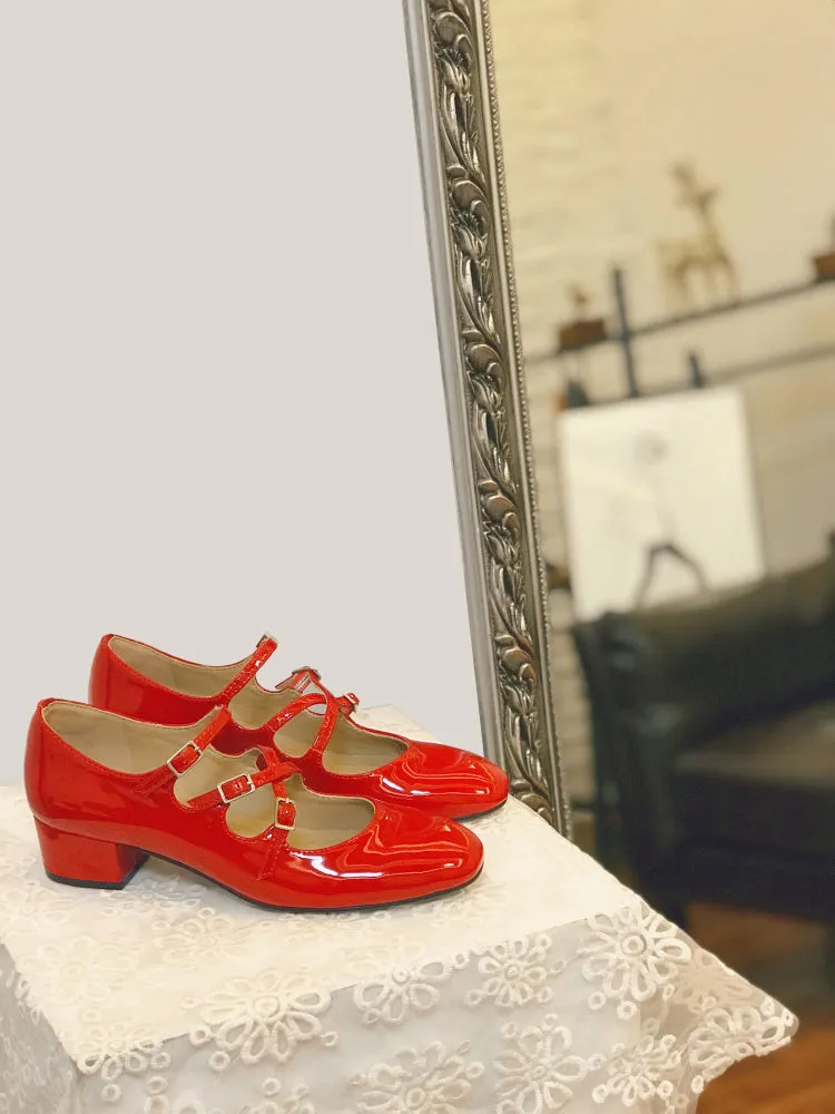 LUXE SEVEN DESIGN WIDE FIT MARY JANE BLOCK HEELS
