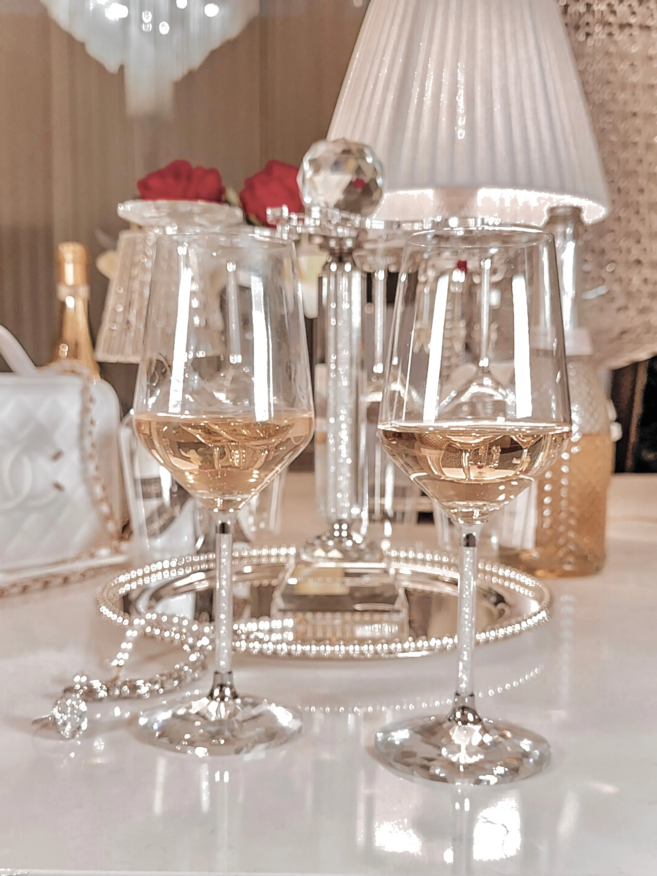 Luxurious Crystal Wine Glass Cups With Carousel Holder
