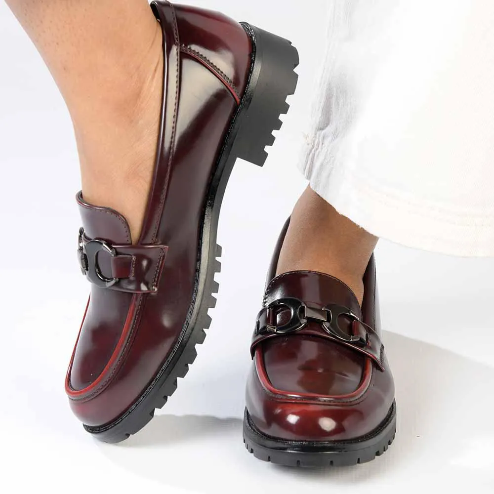 Madison Birdie Trim Loafers - Burgundy