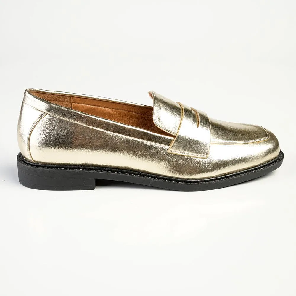 Madison Bliss 3 Loafer With Saddle - Champagne Gold