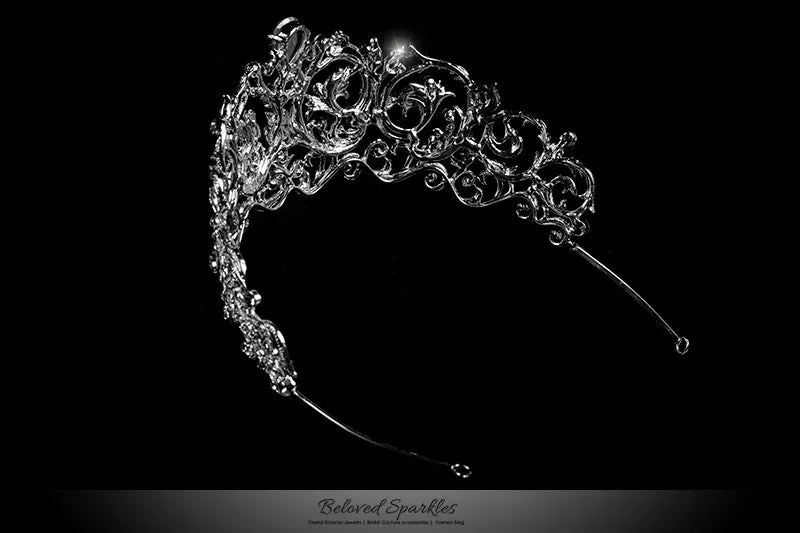 Matilda Victorian Romantic Silver Tiara | Swarovski Crystal