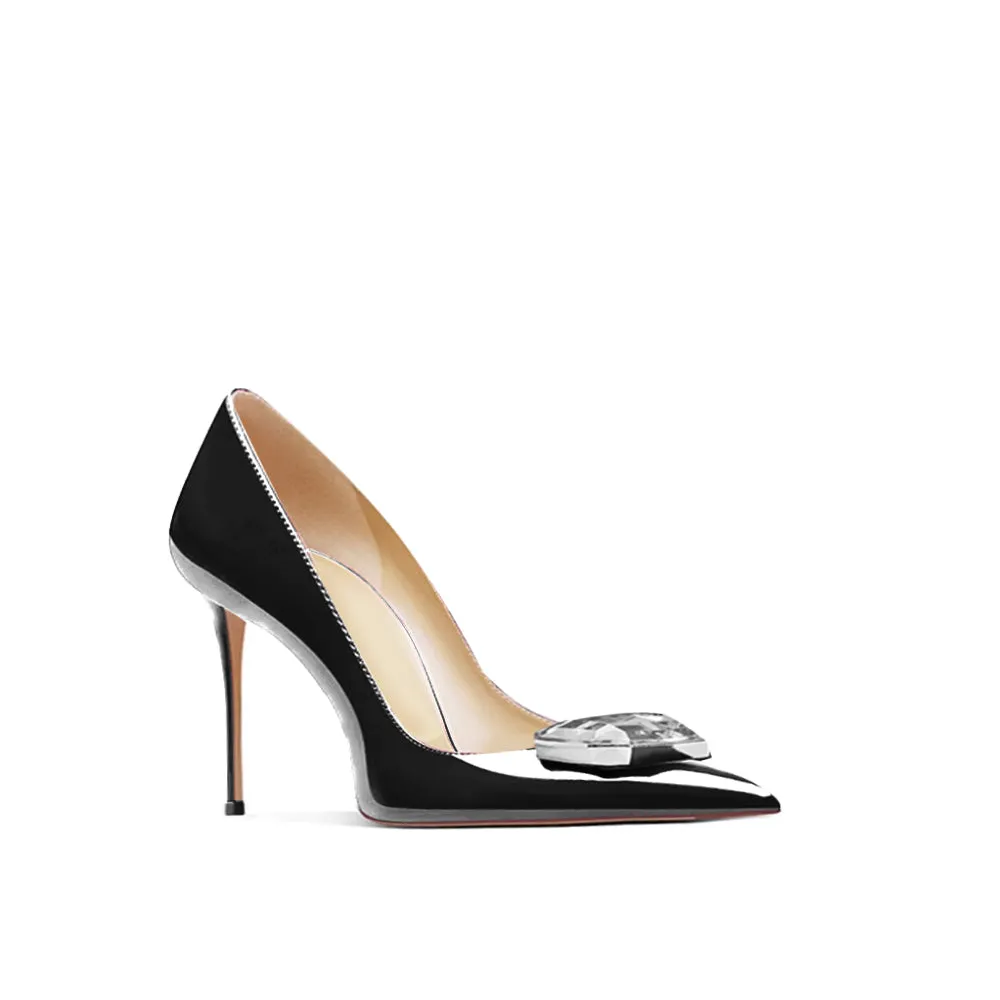 MEKOR Diamante Mid Heel Pumps - 6cm