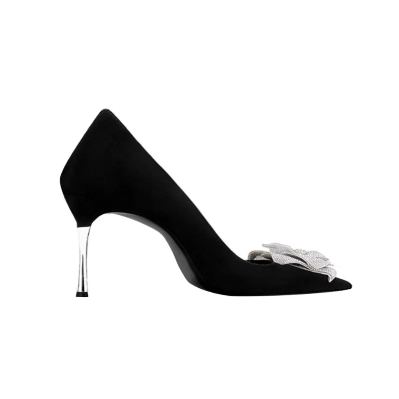 MELLA Diamante Flower Mid Heel Pumps - 6cm