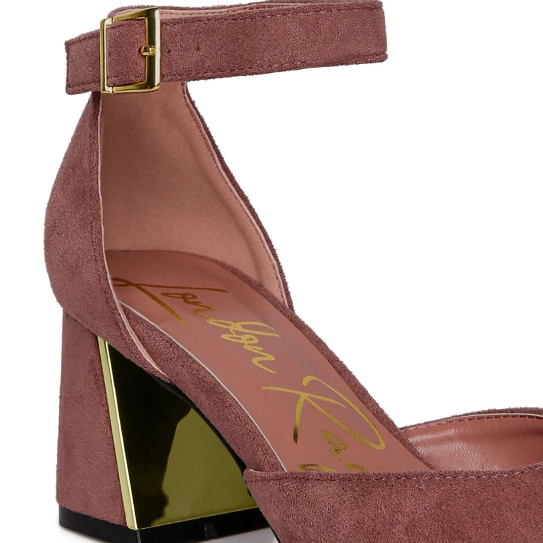 Metallic Accent Angle Heeled Sandals