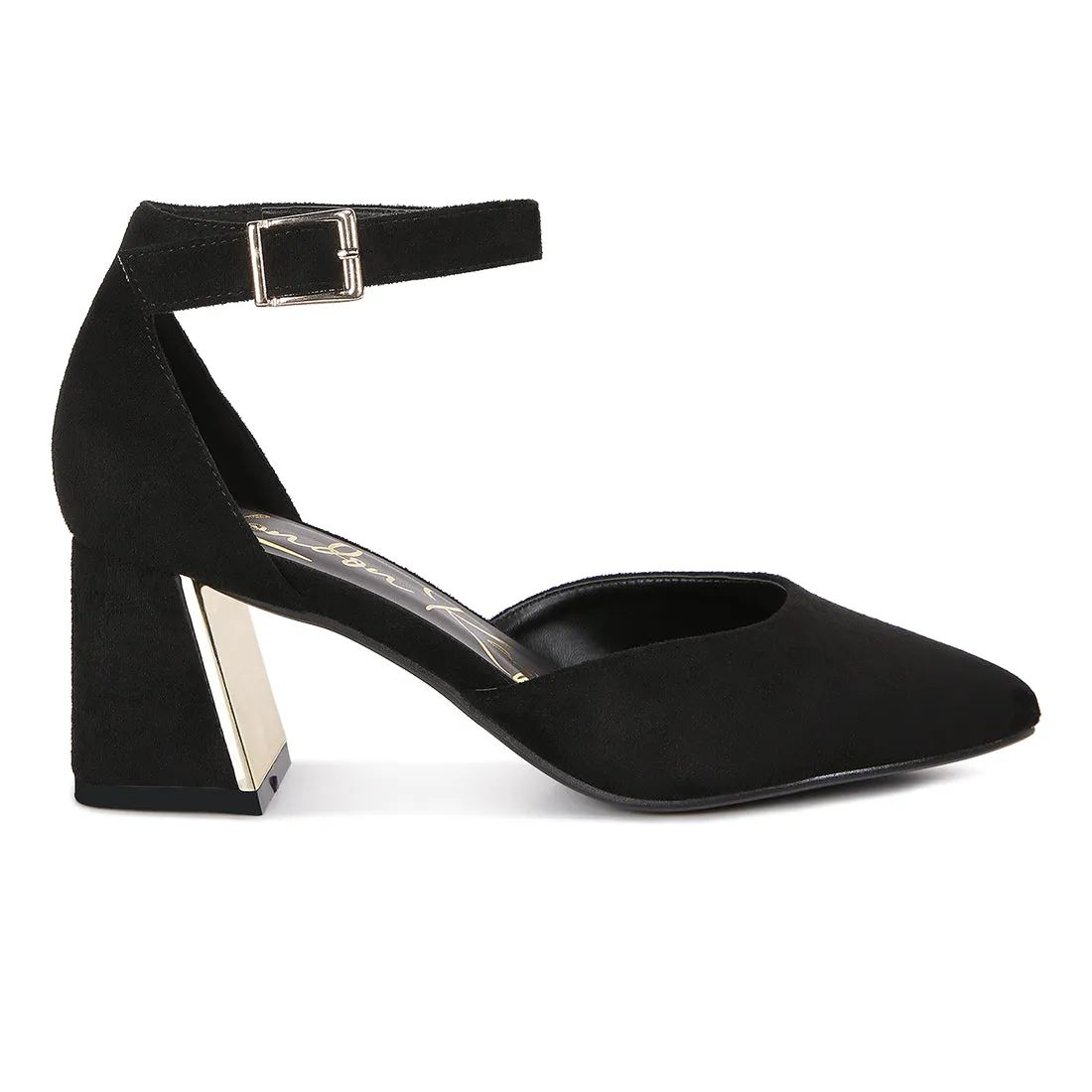 Metallic Accent Angle Heeled Sandals
