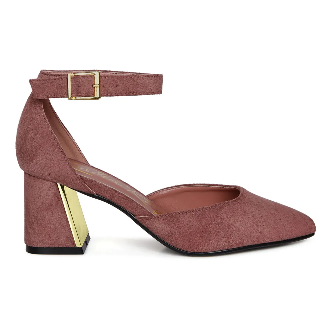 Metallic Accent Angle Heeled Sandals
