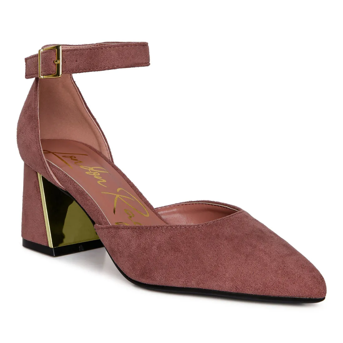 Metallic Accent Angle Heeled Sandals