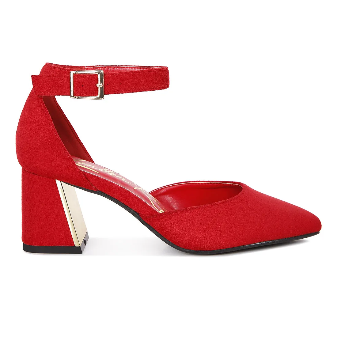 Metallic Accent Angle Heeled Sandals