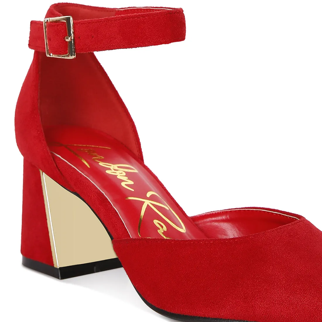 Metallic Accent Angle Heeled Sandals