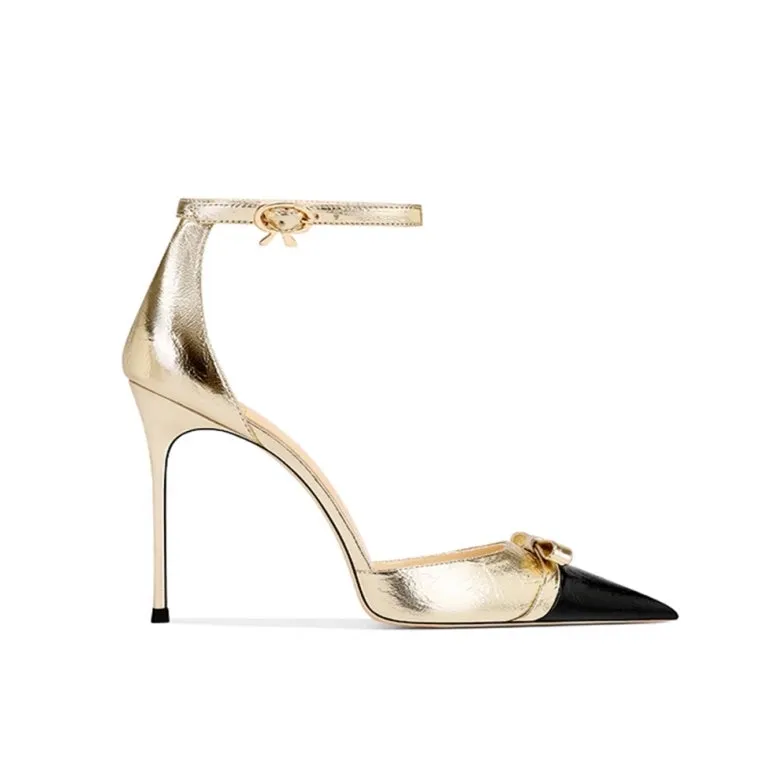 METTI Bi-Color Ankle Strap Mid Heel Sandals - 8cm