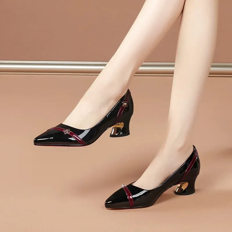 Mid Heel Thick Soft Sole Ladies Shoes
