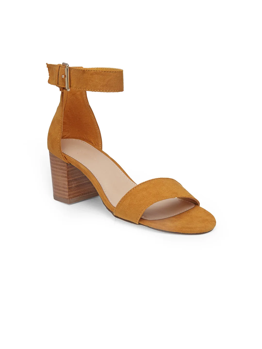 Mid- Heeled Mustard Sandals