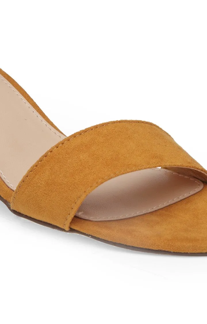 Mid- Heeled Mustard Sandals