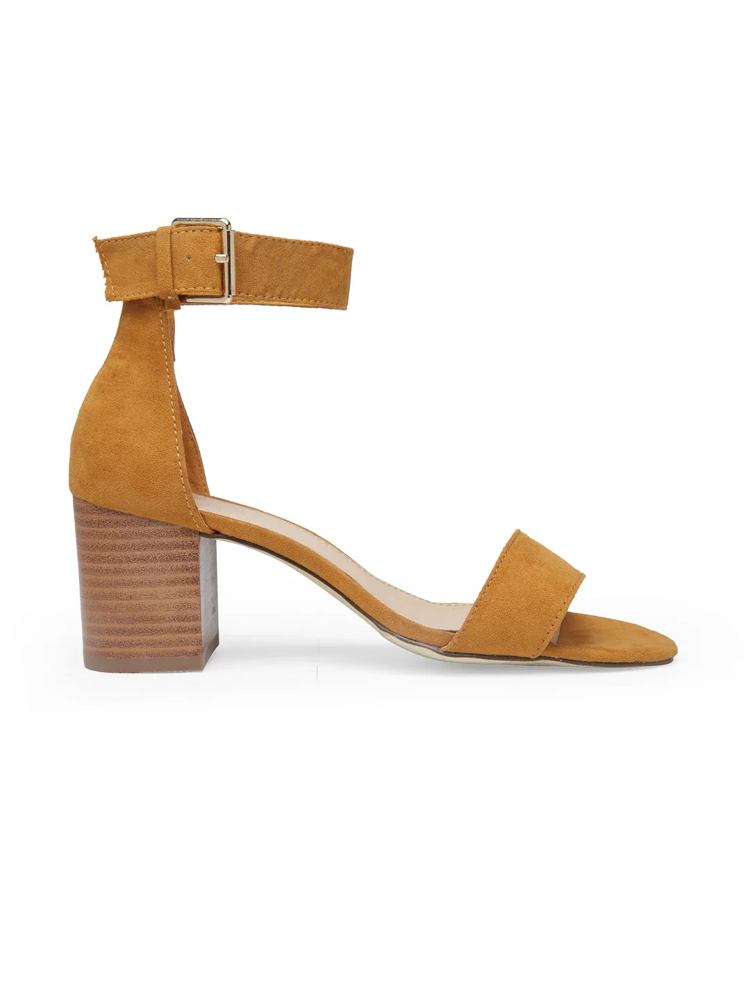 Mid- Heeled Mustard Sandals