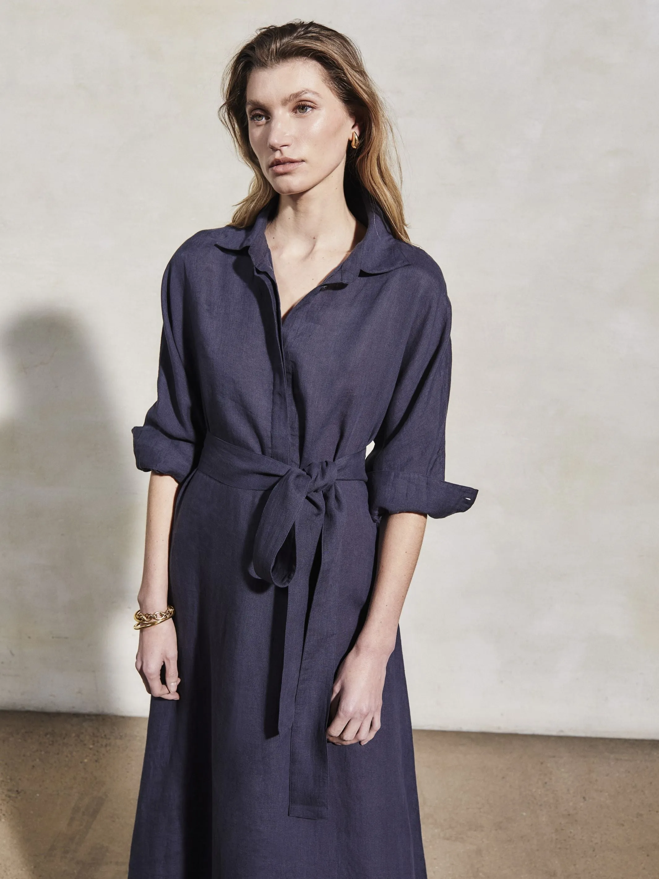 Midnight Linen Dress