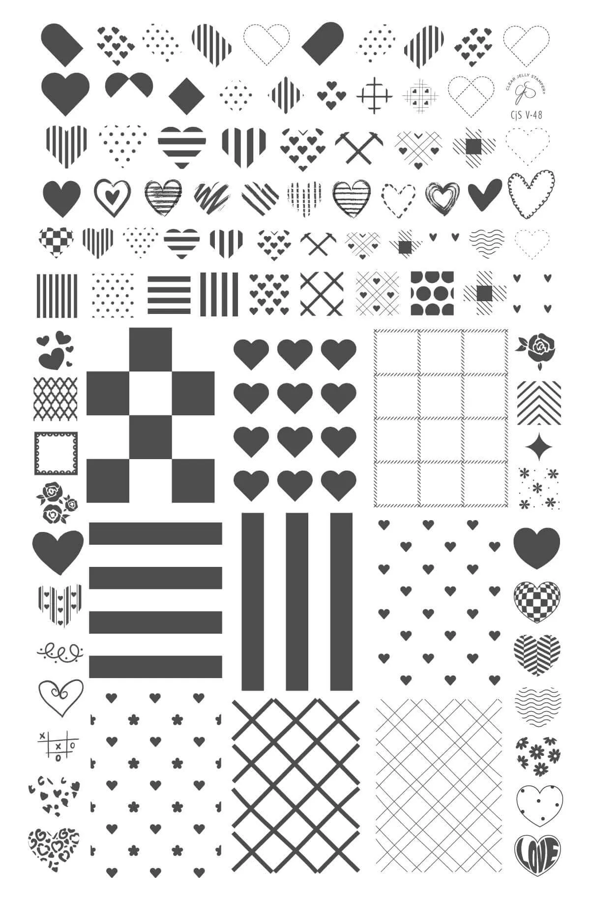 Patchwork Valentine (CjSV-48) Steel Nail Art Stamping Plate