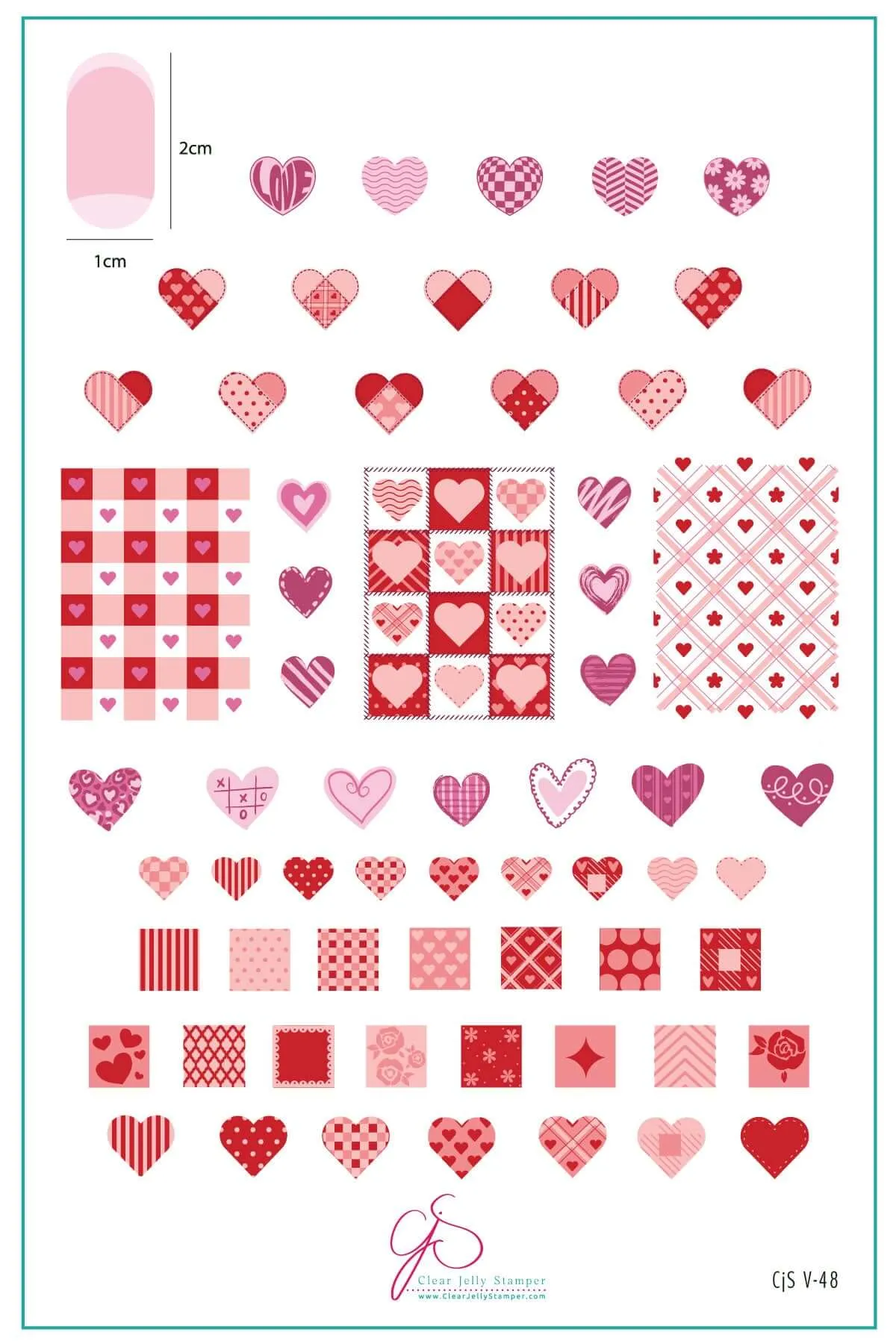Patchwork Valentine (CjSV-48) Steel Nail Art Stamping Plate