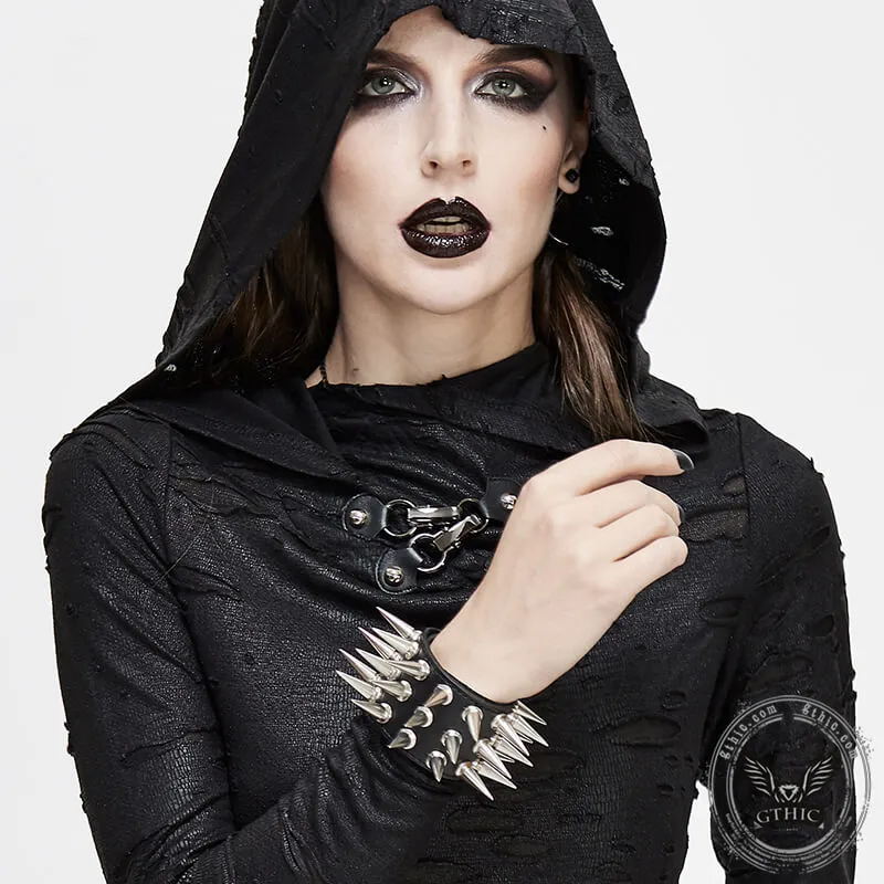 Punk Spike Studded Leather Wide Wristband