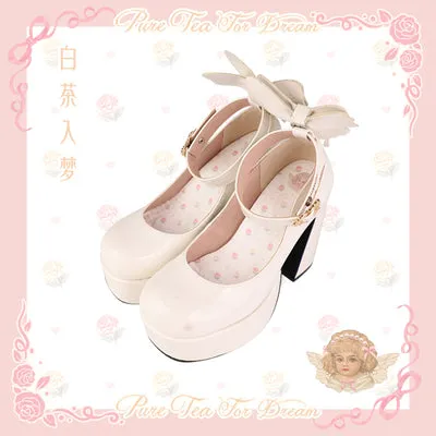 Pure Tea For Dream~Untouchable Butterfly~Elegant Lolita Heels Lolita Shoes PU Shining Platform