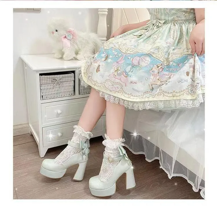 Pure Tea For Dream~Untouchable Butterfly~Elegant Lolita Heels Lolita Shoes PU Shining Platform