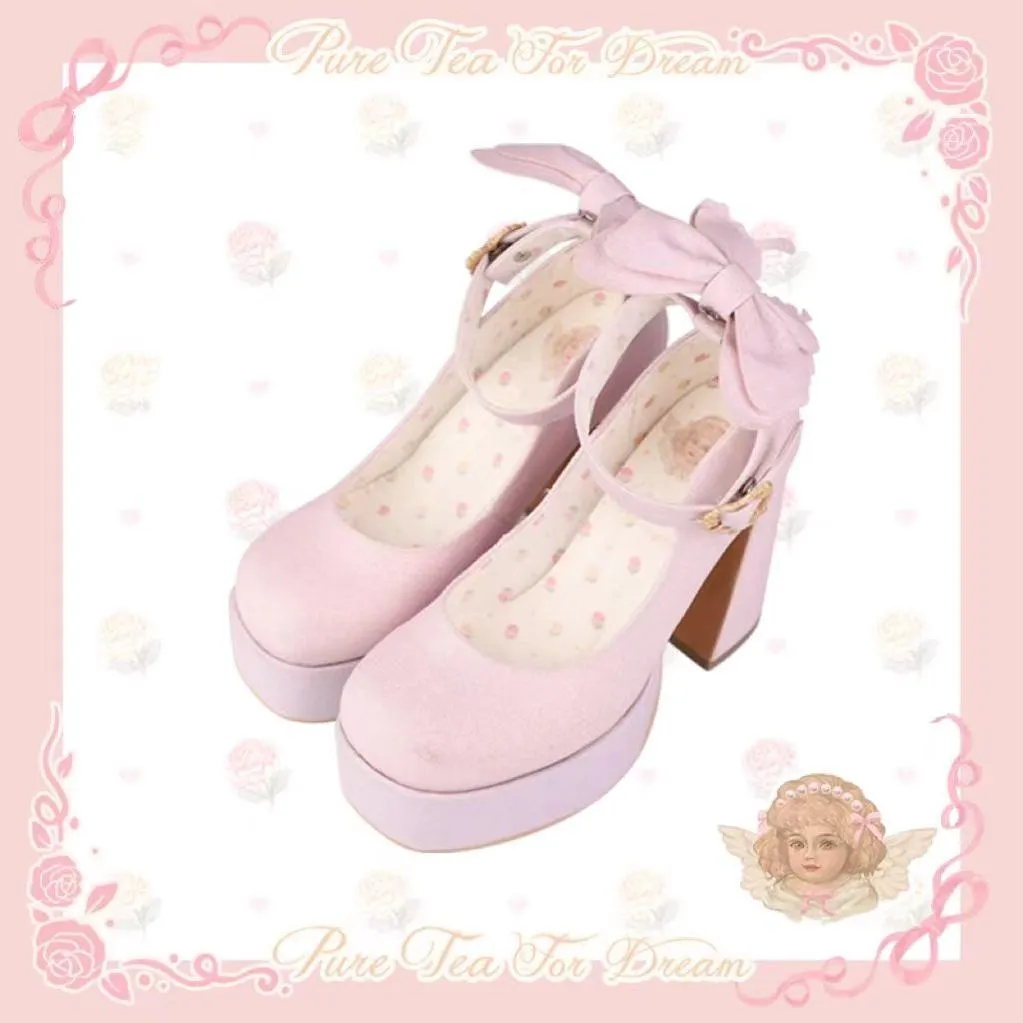 Pure Tea For Dream~Untouchable Butterfly~Elegant Lolita Heels Lolita Shoes PU Shining Platform
