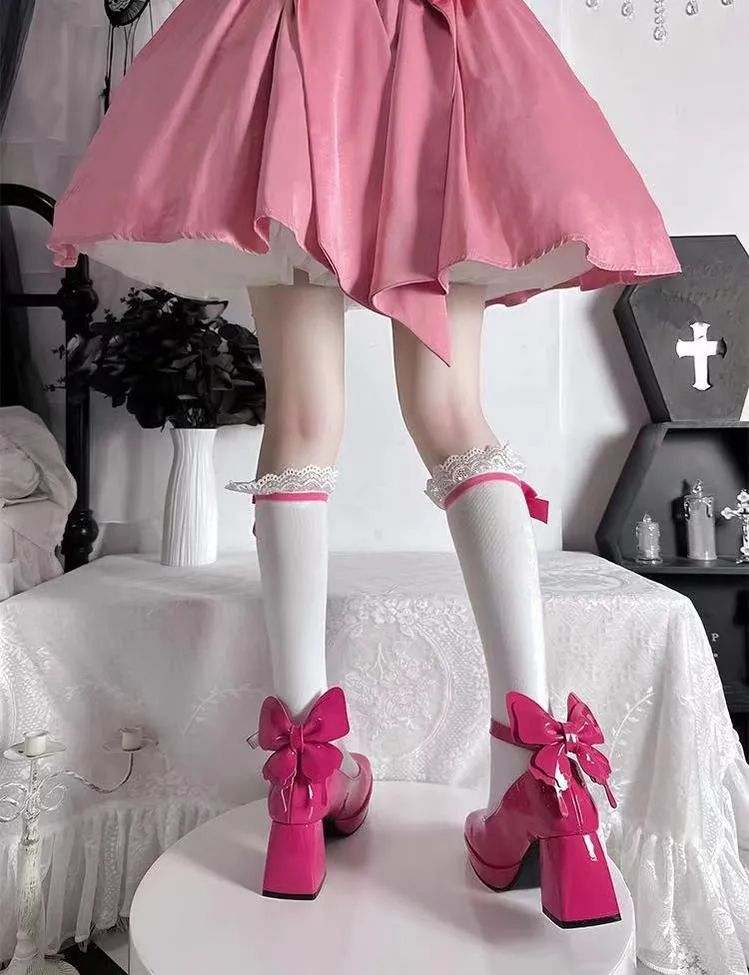 Pure Tea For Dream~Untouchable Butterfly~Elegant Lolita Heels Lolita Shoes PU Shining Platform