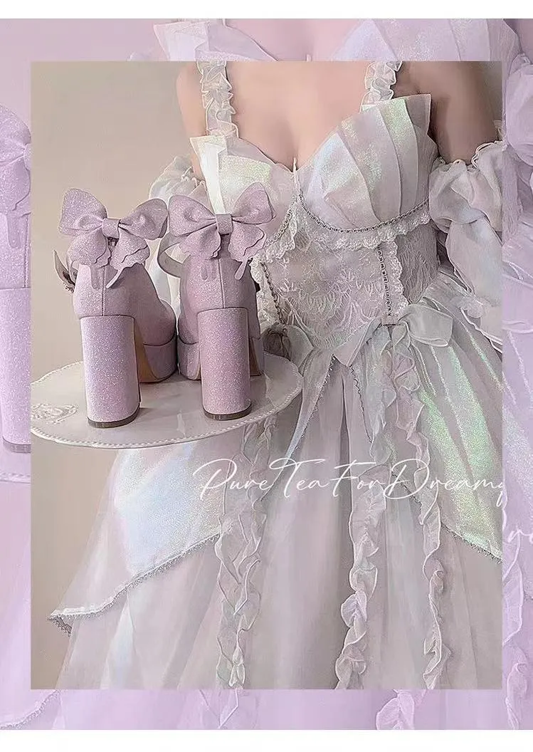 Pure Tea For Dream~Untouchable Butterfly~Elegant Lolita Heels Lolita Shoes PU Shining Platform