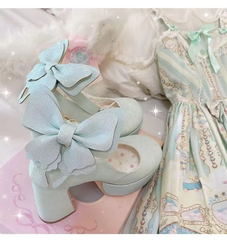 Pure Tea For Dream~Untouchable Butterfly~Elegant Lolita Heels Lolita Shoes PU Shining Platform