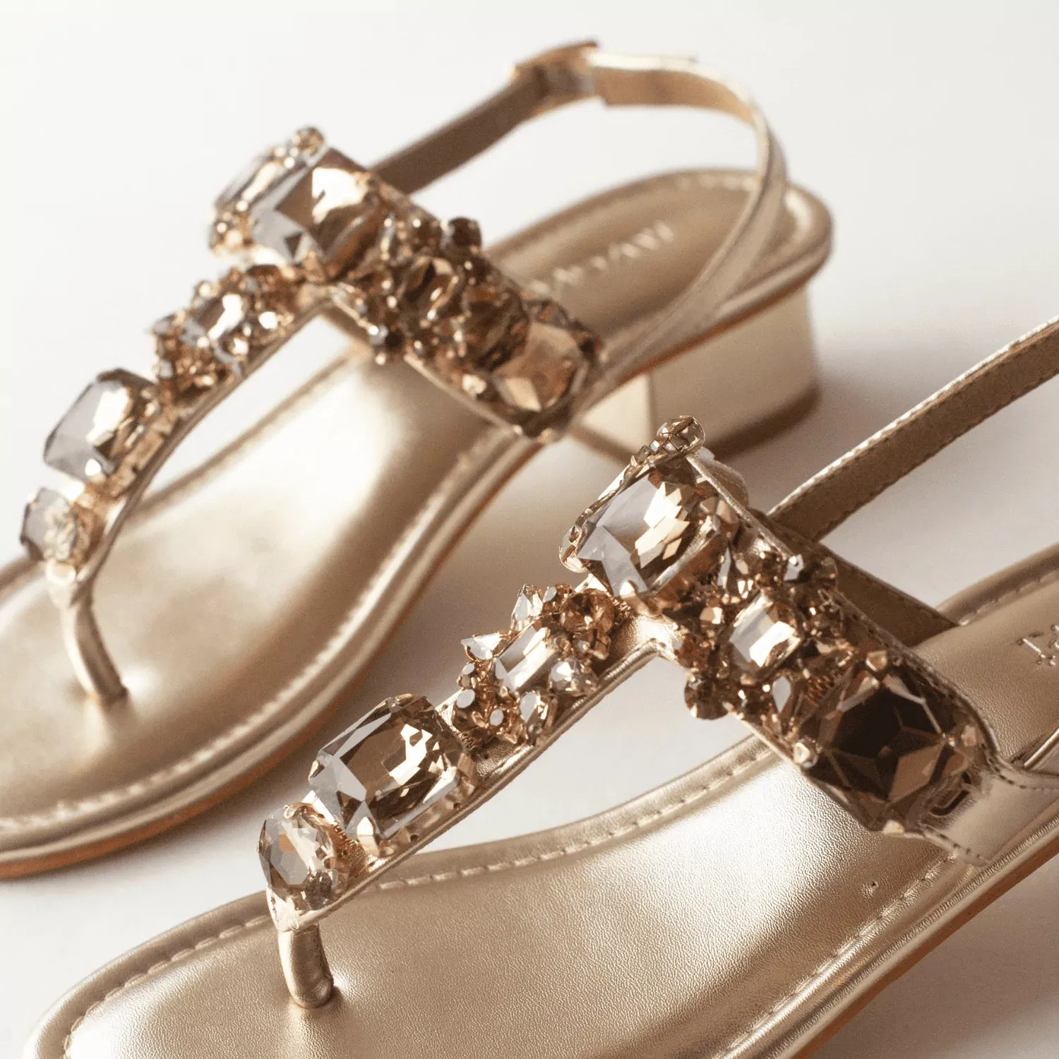 RADIANT Gold Rhinestone Embellished Block Heels
