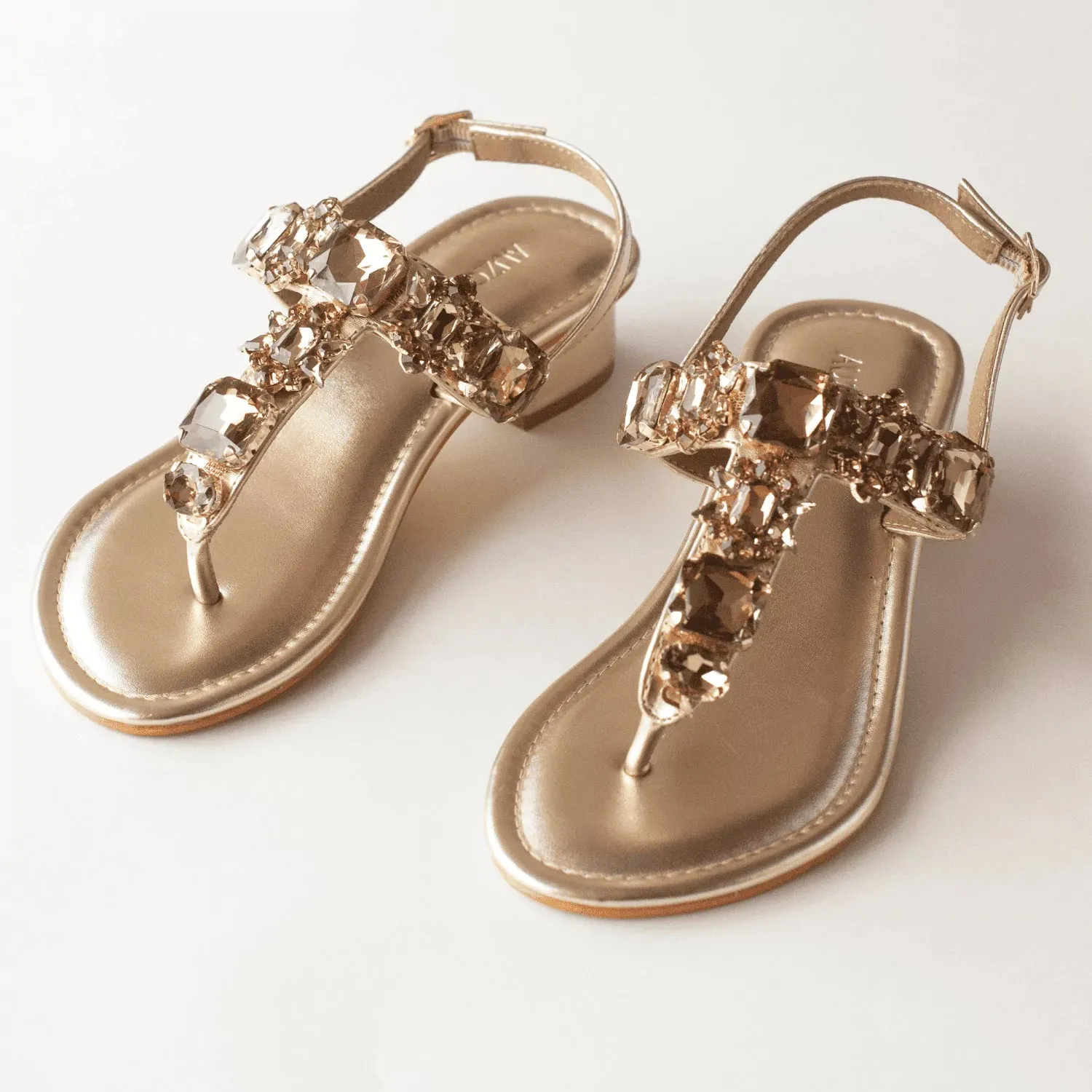 RADIANT Gold Rhinestone Embellished Block Heels