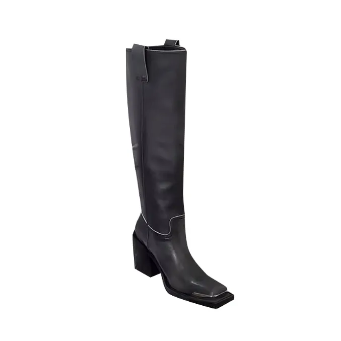 RALOU Metal Plated Knee High Boots