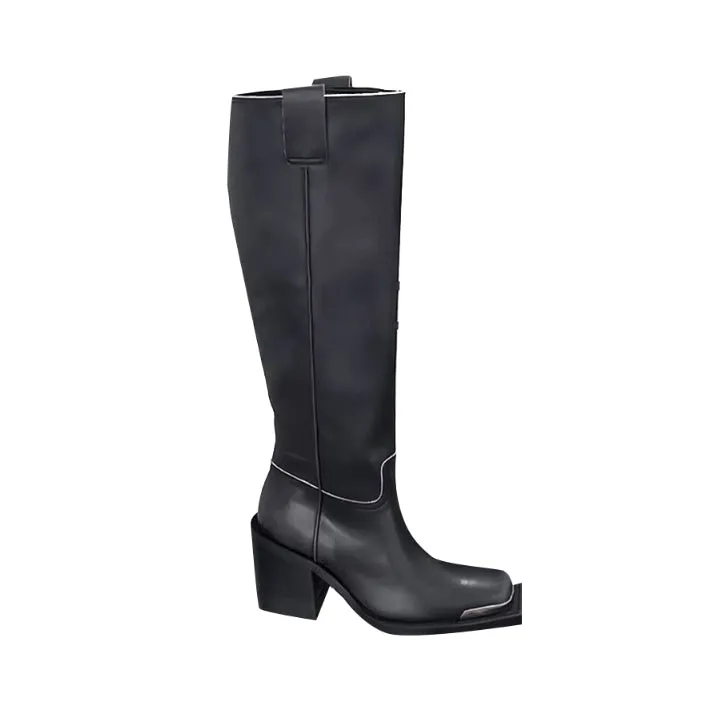 RALOU Metal Plated Knee High Boots