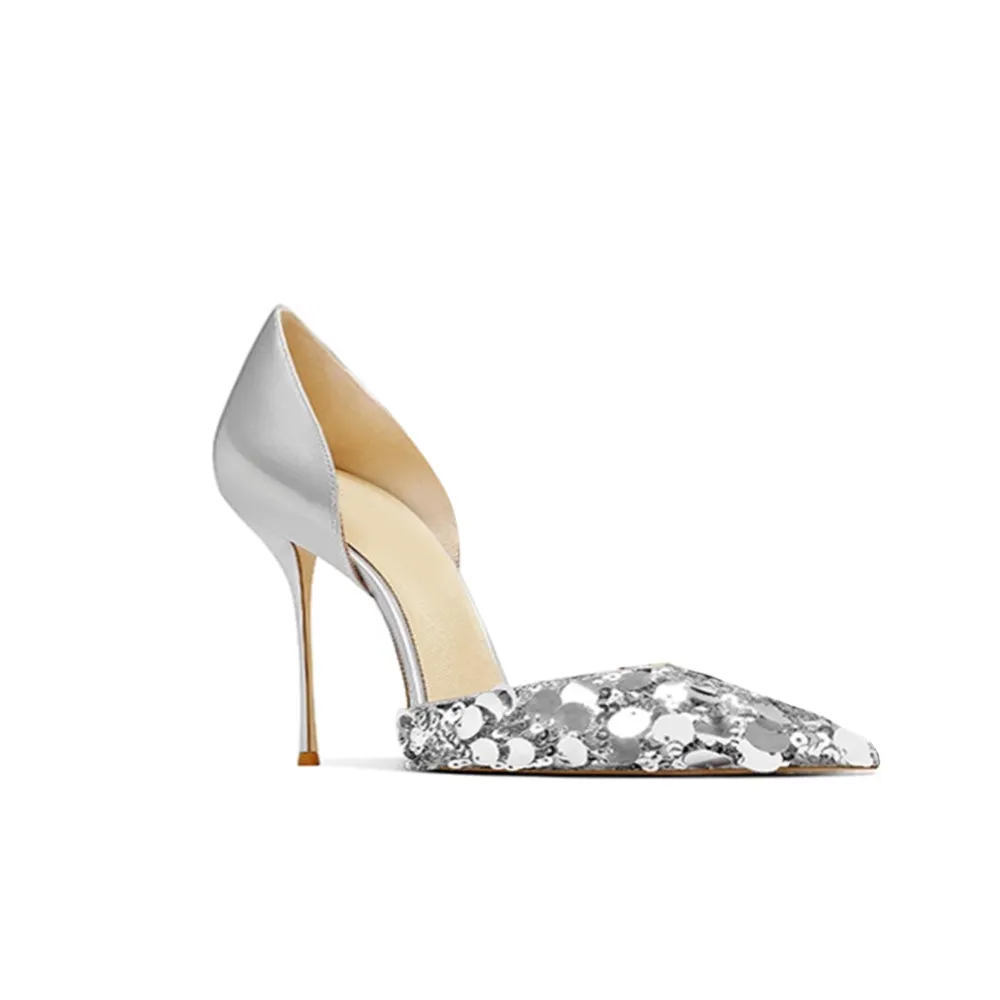 REDOC Sequinned Mid Heel Pumps - 6cm