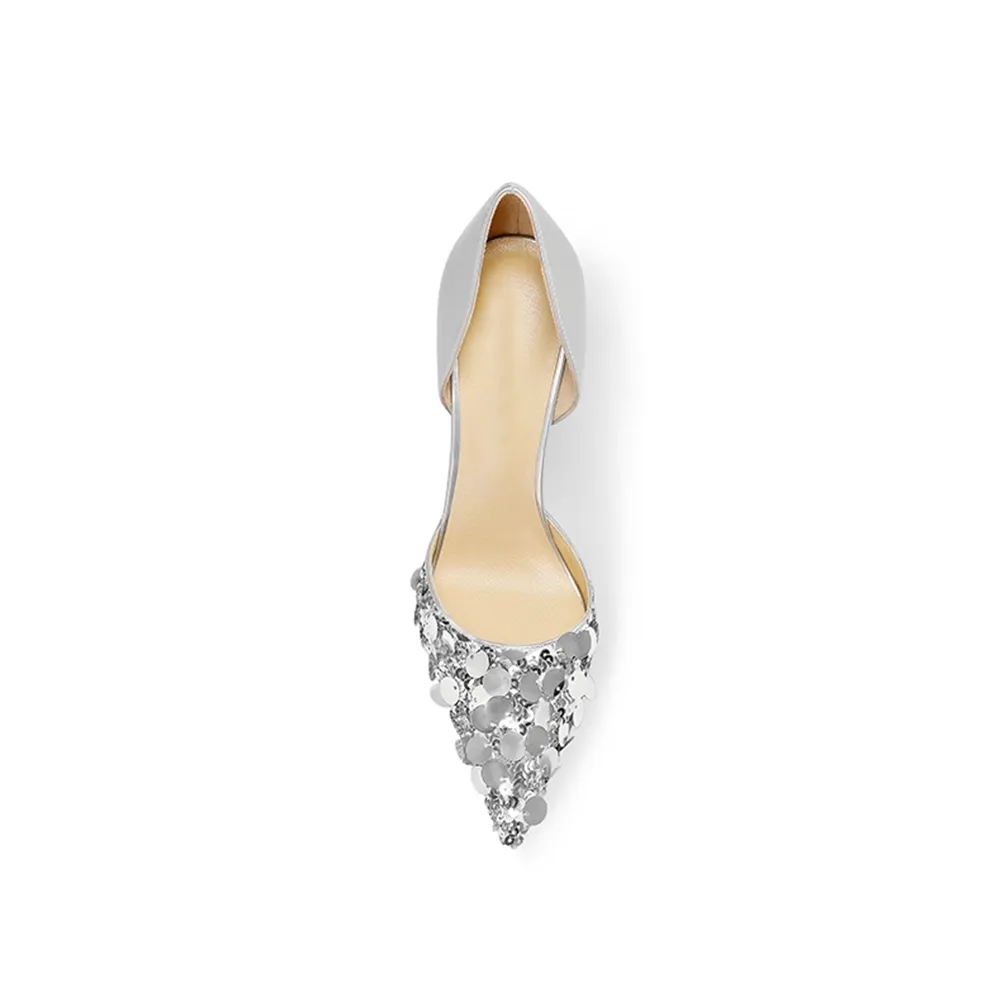 REDOC Sequinned Mid Heel Pumps - 6cm